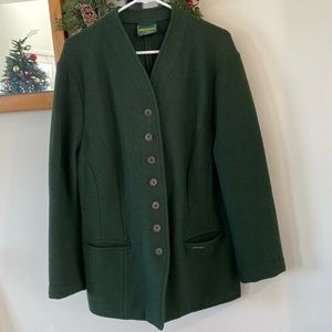 Geiger collection pure new wool hunter green cardigan